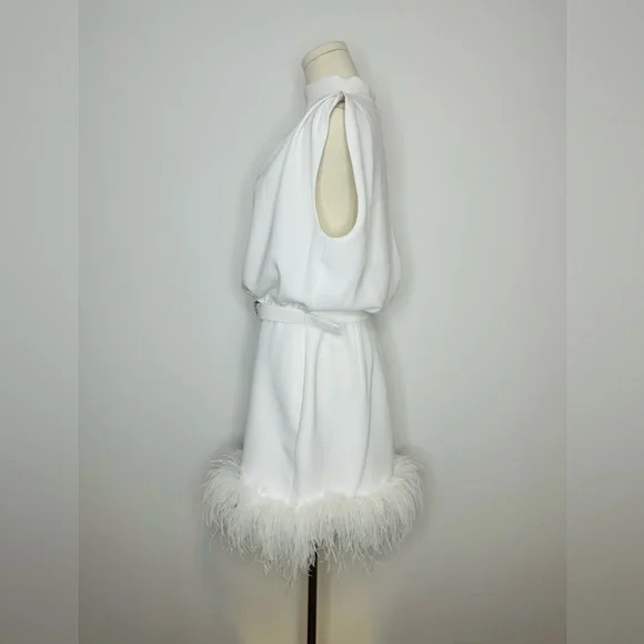 Amanda Uprichard Sullivan Feather-Trimmed Belted Minidress - Picture 11 of 14